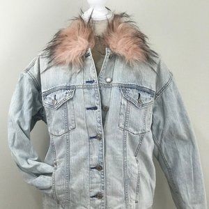 American Eagle Denim Sherpa Jacket Medium Women